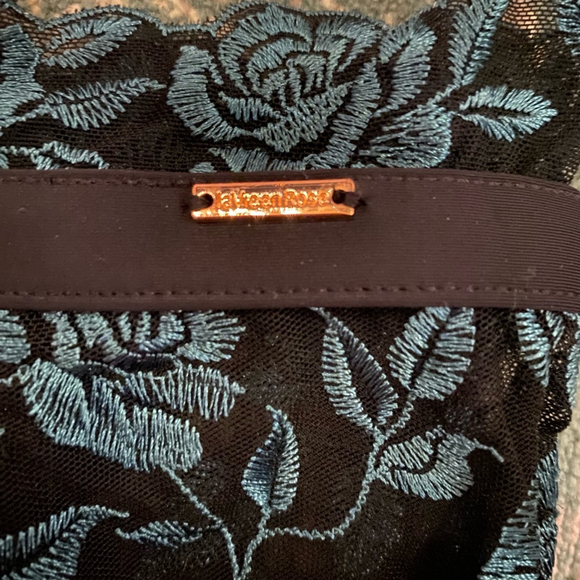 La Vie En Rose Lingerie Set Teal Black Lace Sheer Sexy Forest Green Goth 36C - Picture 5 of 12